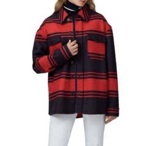 Red and Black Women’s Jacket Chore Coat Barn Jacket Wool Blend Med Euro 40
